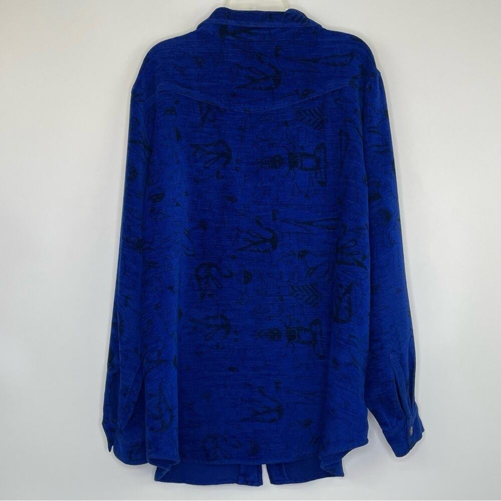 Chico's Design full zip blouse dark blue with black animal/insect/bird size 2 - Picture 7 of 12